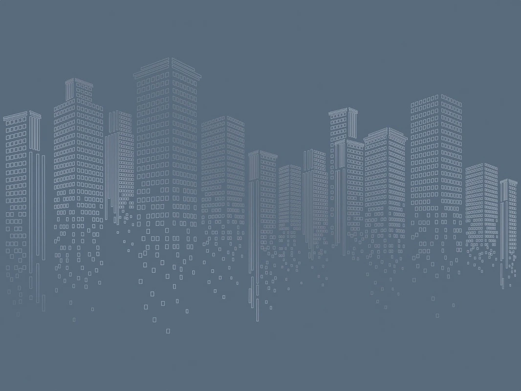 Фотообои на стену - графика, в офис, в кабинет, с серебром, город, сити, мегаполис, синяя, темная, темно-синяя