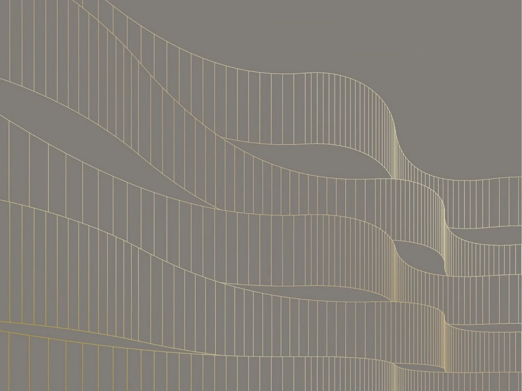 Фотообои на стену - графика, с золотом, ленты, коричневая, темная