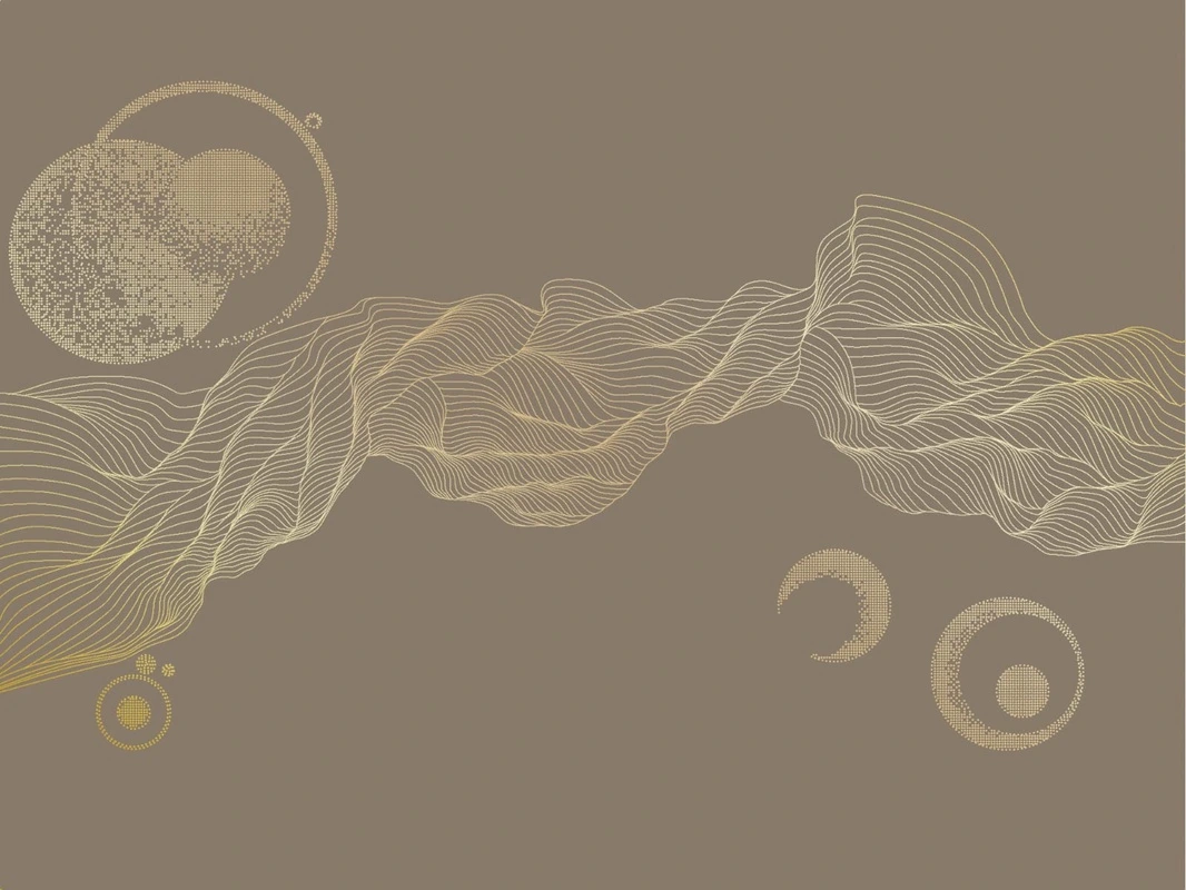 Фотообои на стену - графика, золотые линии, с золотом, в гостиницу, в спальню, в гостиную, темно коричневая, темная