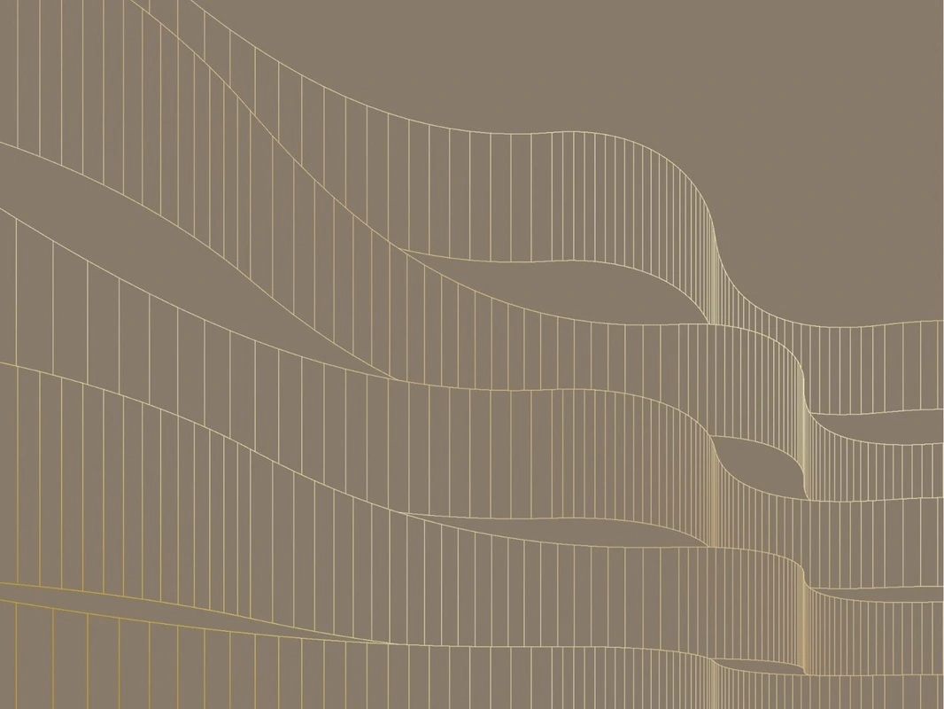 Фотообои на стену - графика, золотые линии, ленты, темно коричневая, темная