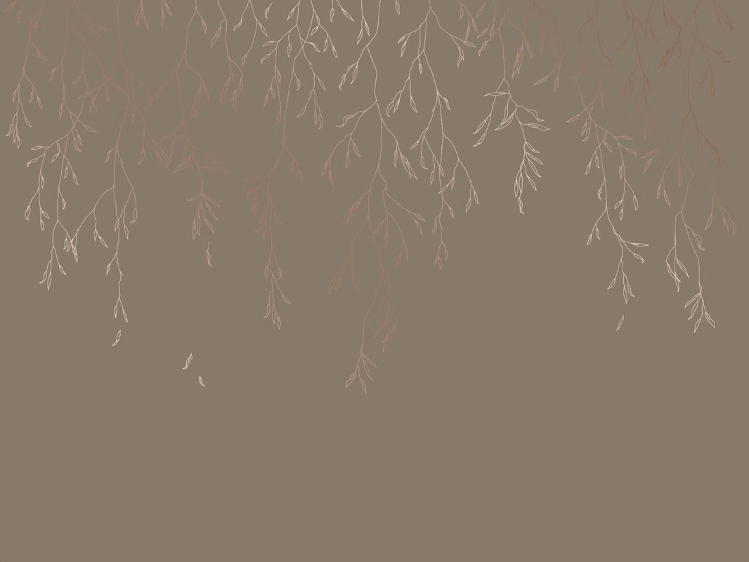 Фотообои на стену - графика, медные, ветки, листья, в спальню, в гостиную, в гостиницу, темно коричневая, темная