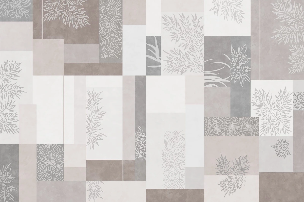 Фотообои на стену - геометрия, полосы, растительный орнамент, бежевые, бежевая, светлые