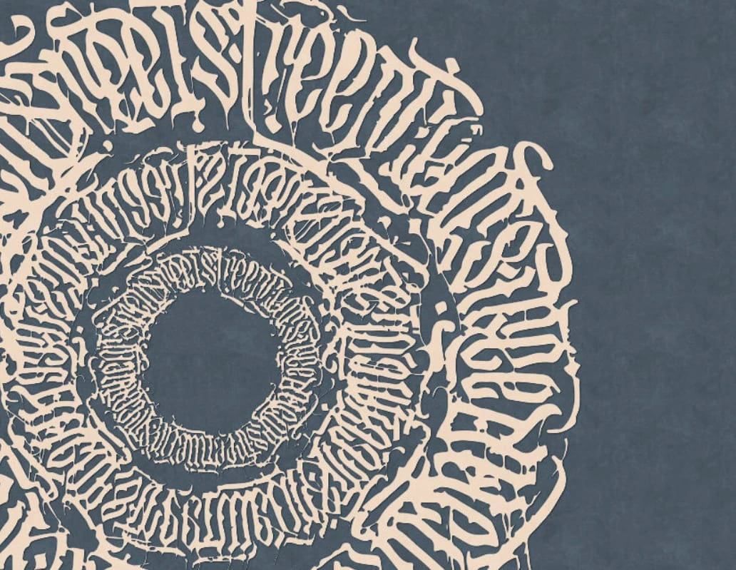 Фотообои на стену - абстракция, слова из букв, из букв фрески, на стену абстракция, абстрактная, черные, бежевая, темная