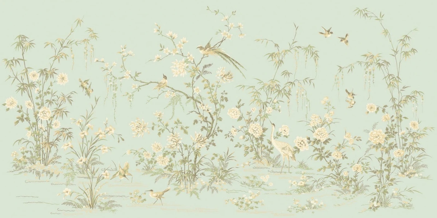 Фотообои на стену - шинуазри, сад, сады, бамбук, светлые, светло зеленые