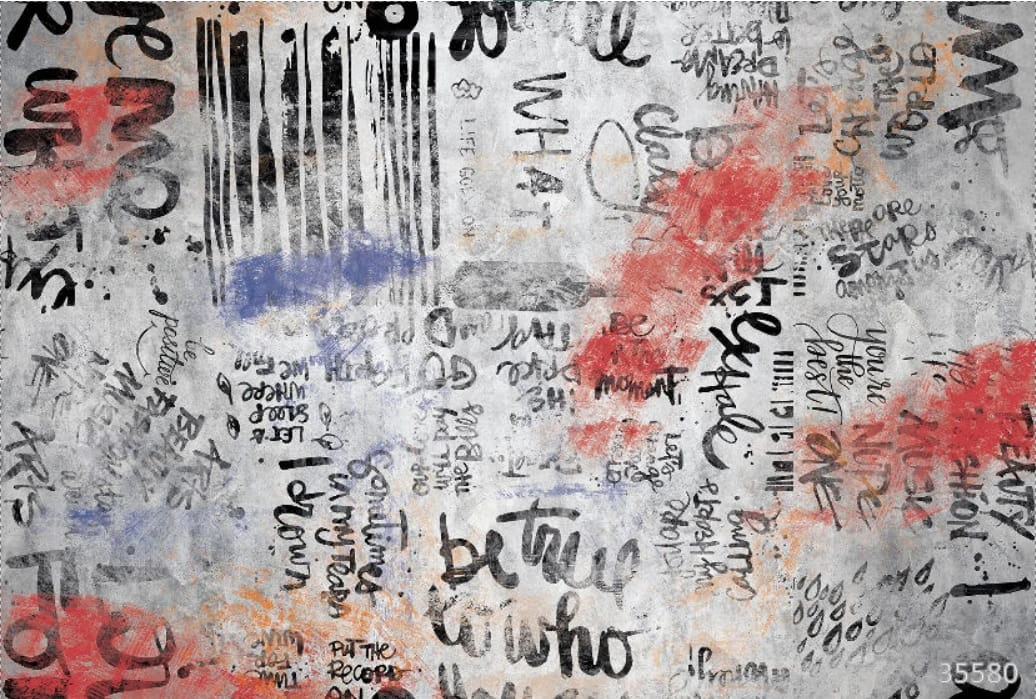 Фотообои и фрески на стену - абстракция, абстрактные, абстракция на стену, черно белая, с красным, слова, буквы