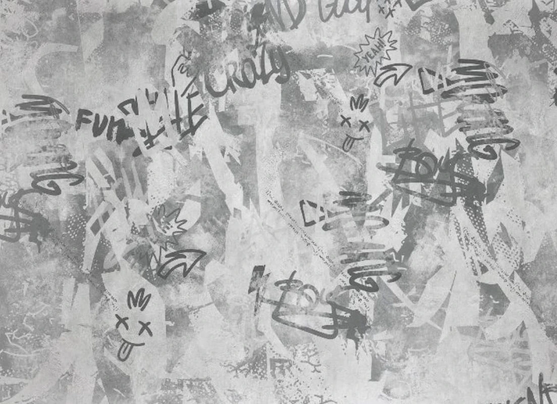 Фотообои и фрески на стену - абстракция, абстрактные, абстракция на стену, серая, с черным, слова, рисунок