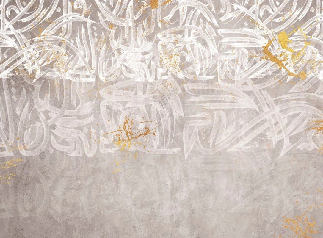 Фотообои и фрески на стену - абстракция, абстрактные, абстракция на стену, бежевые, бежевая, бело-бежевая, с иероглифами