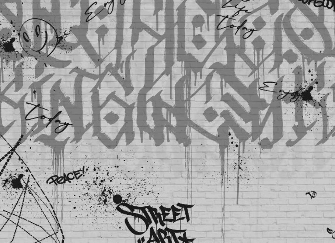 Фотообои и фрески на стену - абстракция, абстрактные, абстракция на стену, серая, черная графика, текст, лофт