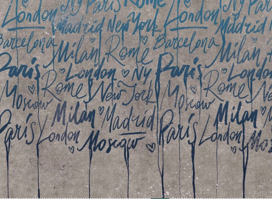 Фотообои и фрески на стену - абстракция, абстрактные, абстракция на стену, бежевые, бежевая, синяя графика, лофт, текст, письмо