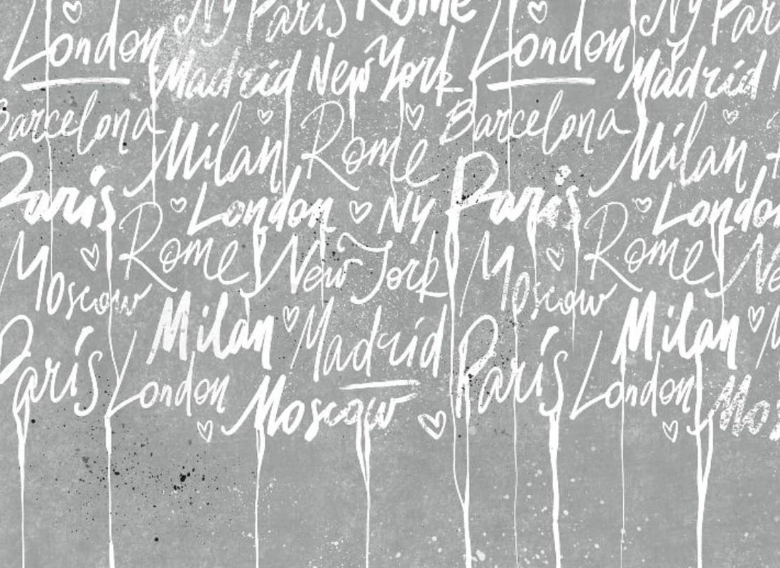 Фотообои и фрески на стену - абстракция, абстрактная, абстракция на стену, бело-серая, серая, белая, белая графика, лофт, текст, письмо