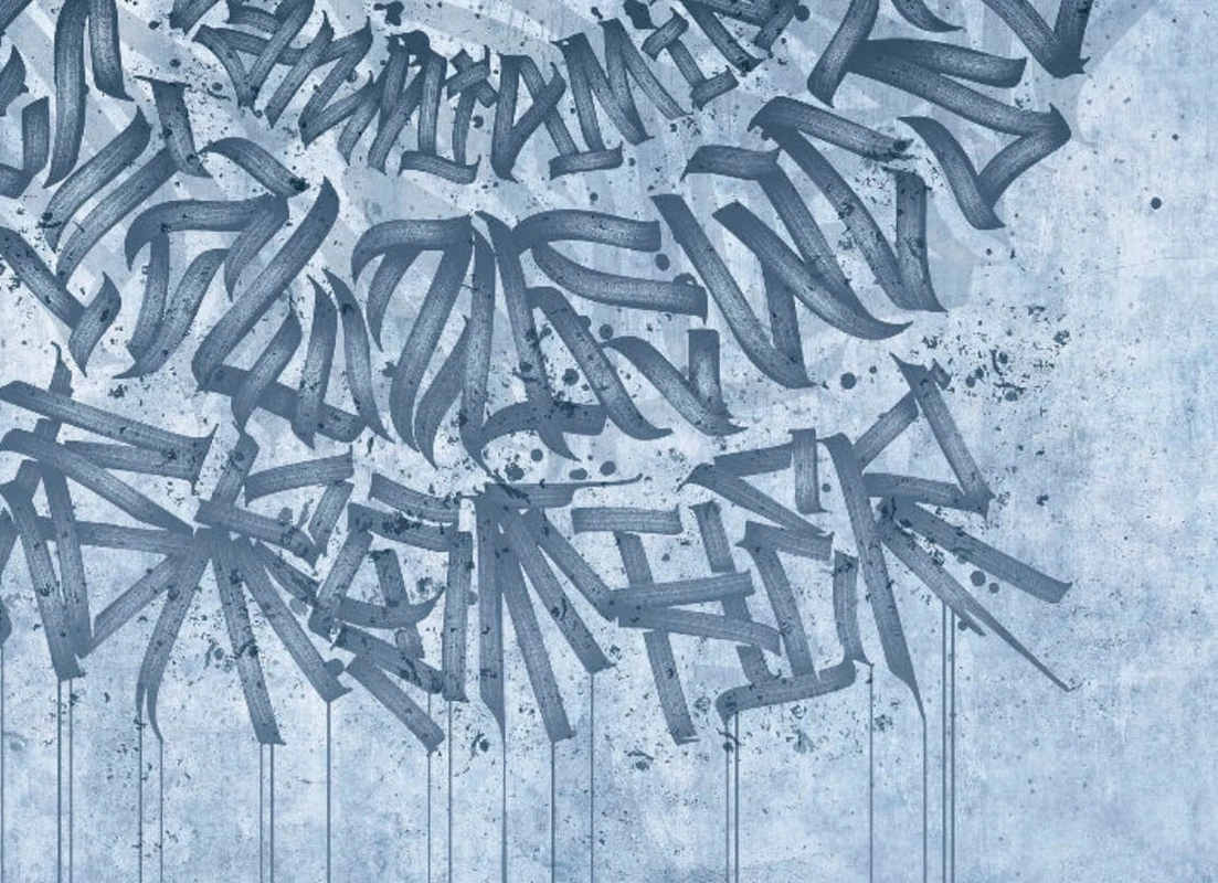 Фотообои и фрески на стену - абстракция, абстрактная, абстракция на стену, сине-голубая, голубая, синяя графика, лофт, круговая