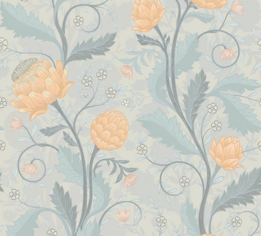 Фотообои и фрески на стену - минимализм, с листьями, с цветами, зеленая, розовая, голубая