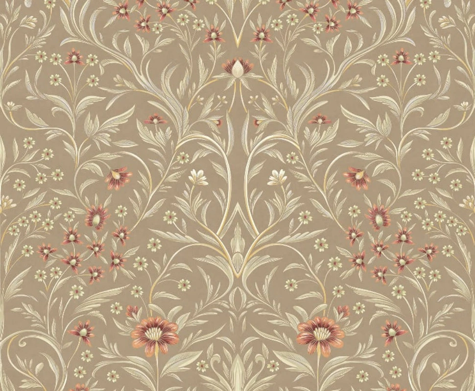 Фотообои на стену - минимализм, узоры, с цветами, с листьями, бежевые, бежевая