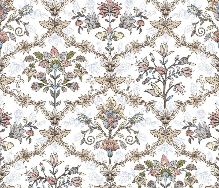 Фотообои на стену - минимализм, узоры, с цветами, с листьями, на белом фоне