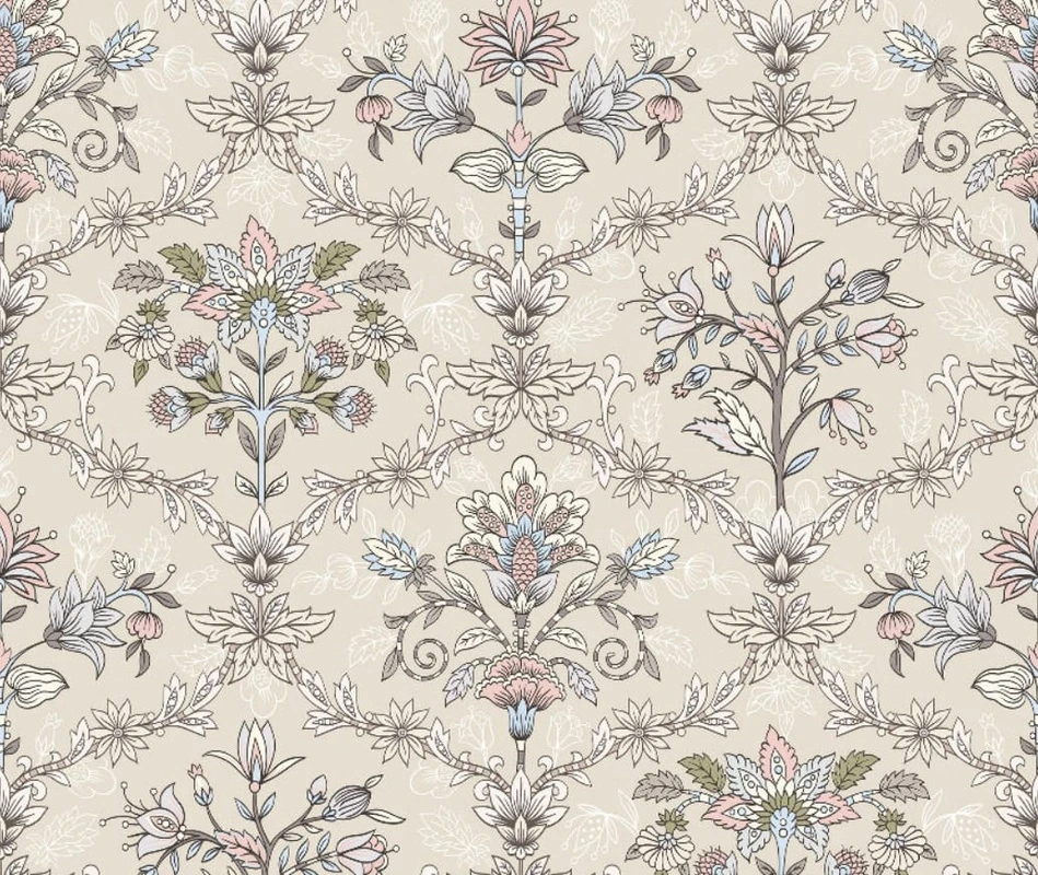 Фотообои на стену - минимализм, узоры, с цветами, с листьями, кремовая, бежевая, бежевые