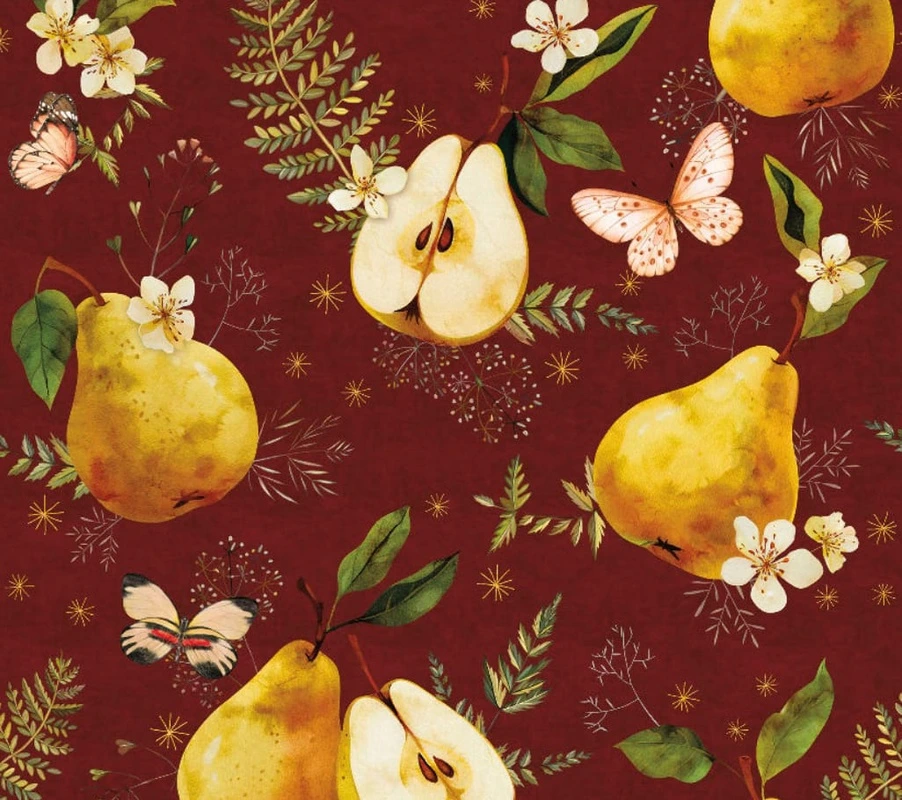 Фотообои на стену - цветы, с фруктами, груши, желтая, кофе фреско красный, бардоваяцветы, с фруктами, груши, желтая, кофе фреско красный, бардовая