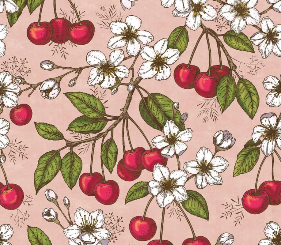 Фотообои и фрески на стену - цветы, обои ягоды, обои с ягодами, ягоды фрукты, обои лето ягоды, вишня, розовая