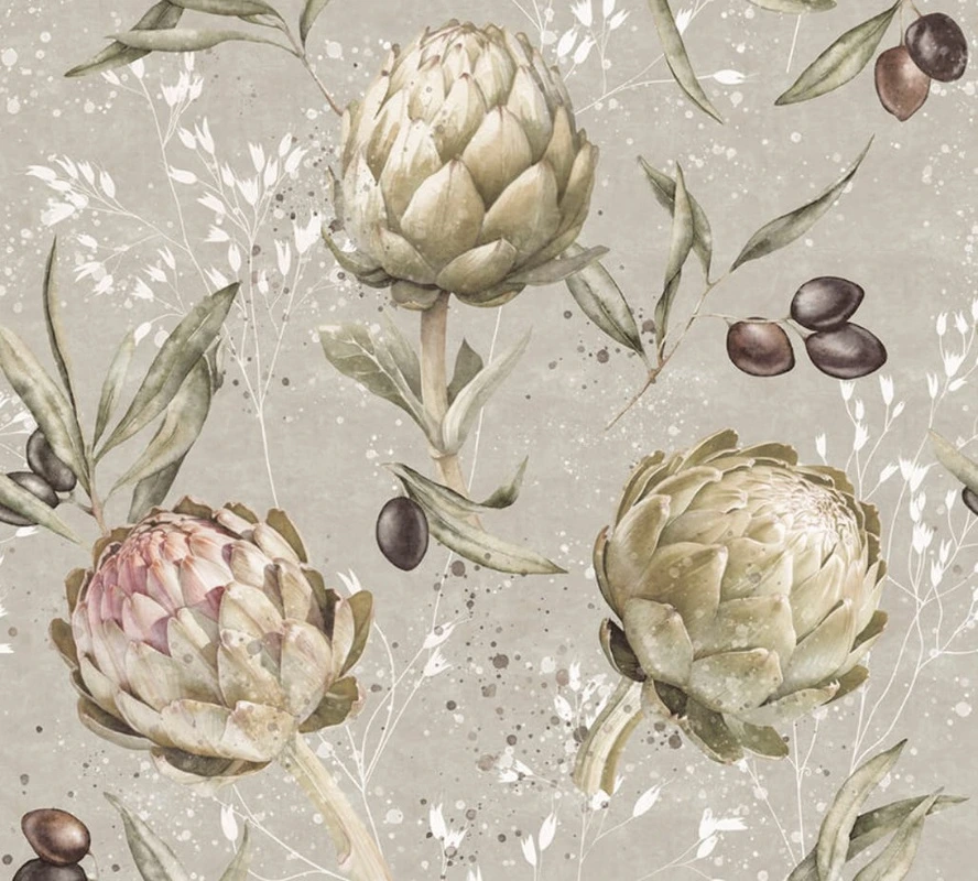 Фотообои на стену - цветы, с фруктами, ягоды фрукты обои, артишок, серая