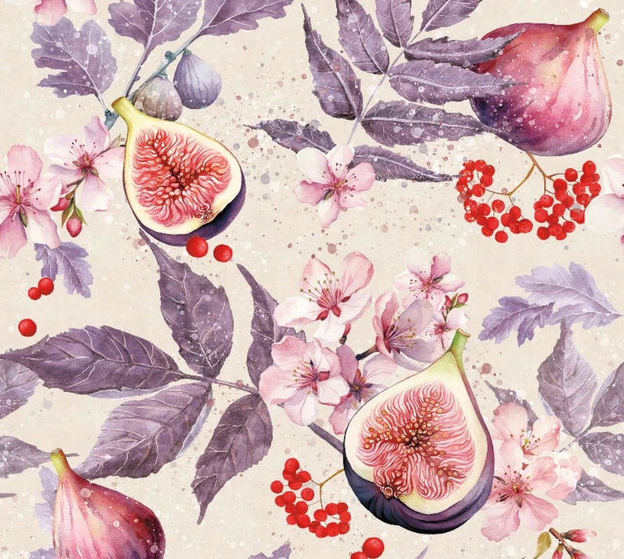 Фотообои и фрески на стену - цветы, с фруктами, ягоды фрукты обои, инжир, розовая, сиреневая
