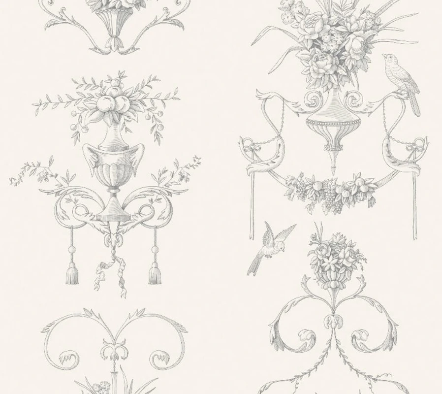 Фотообои на стену - графика, узор, узоры, серая, светлая, стильные, нежная, на молочном фоне