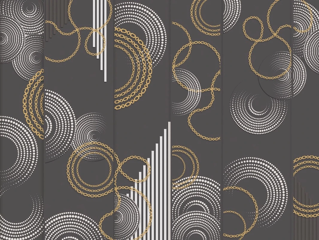 Фотообои на стену - геометрия, серая, темные, темно серая, цепи, черные, золотые
