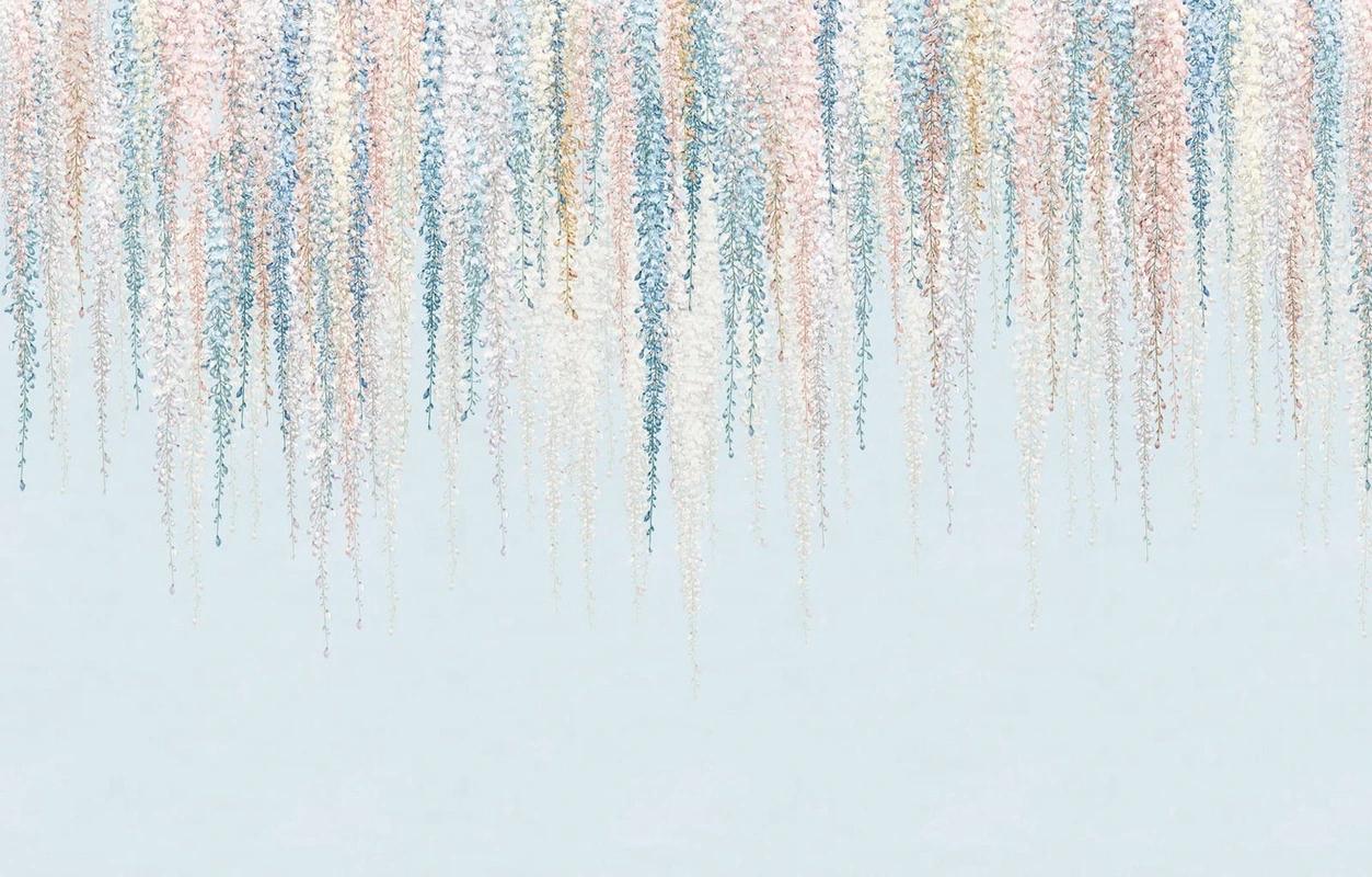 Фотообои на стену - цветы, свисающие, голубая, сиреневая