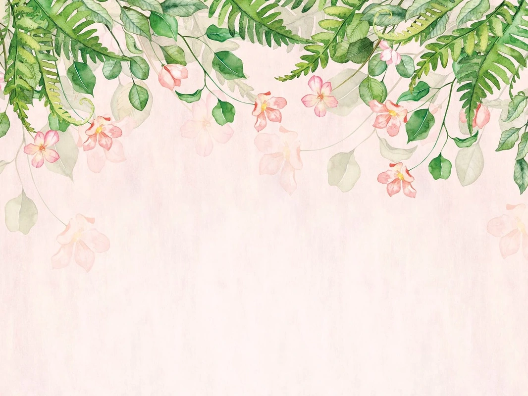 Фотообои на стену - цветы, свисающие, розовая, зеленая, тропические