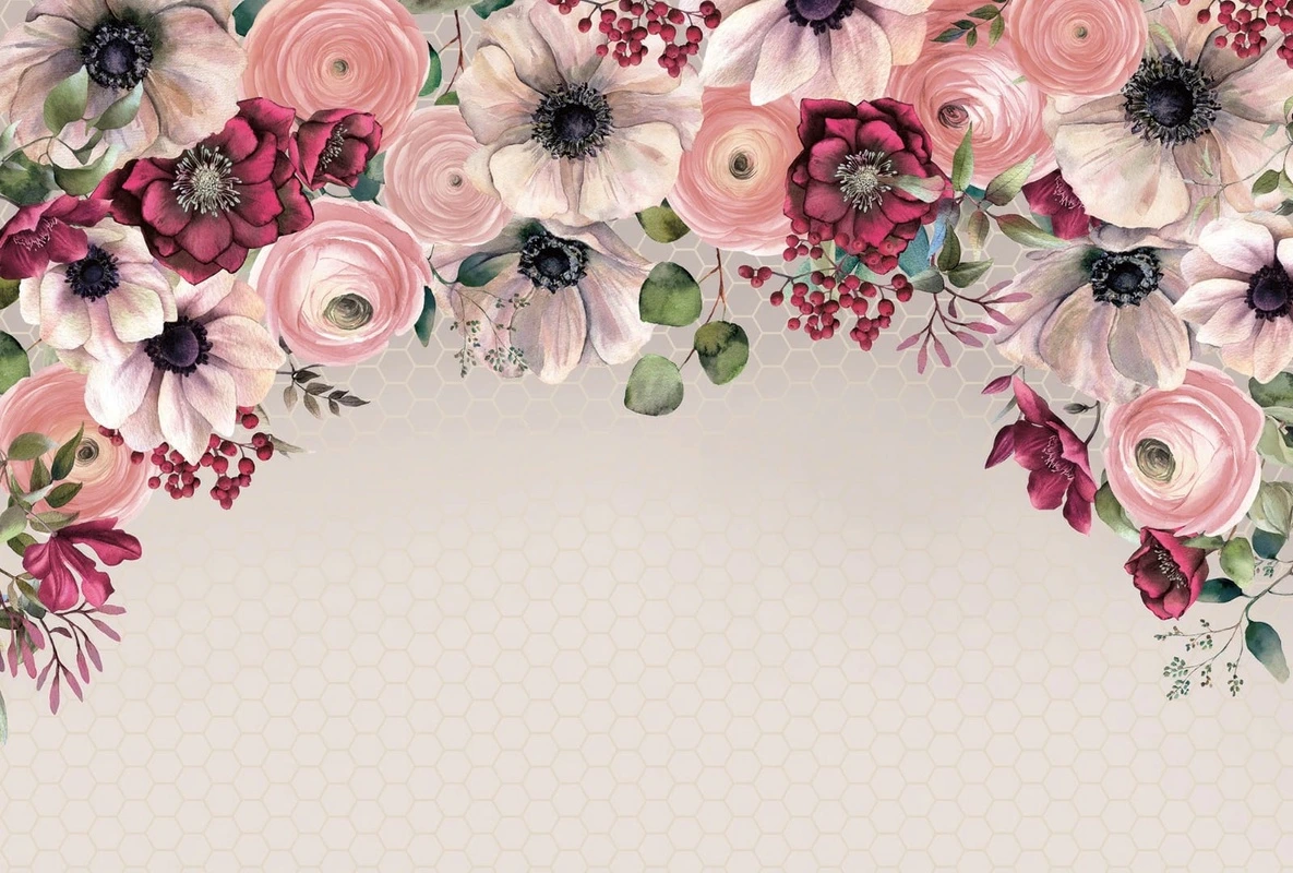 Фотообои на стену - цветы, на белом фоне