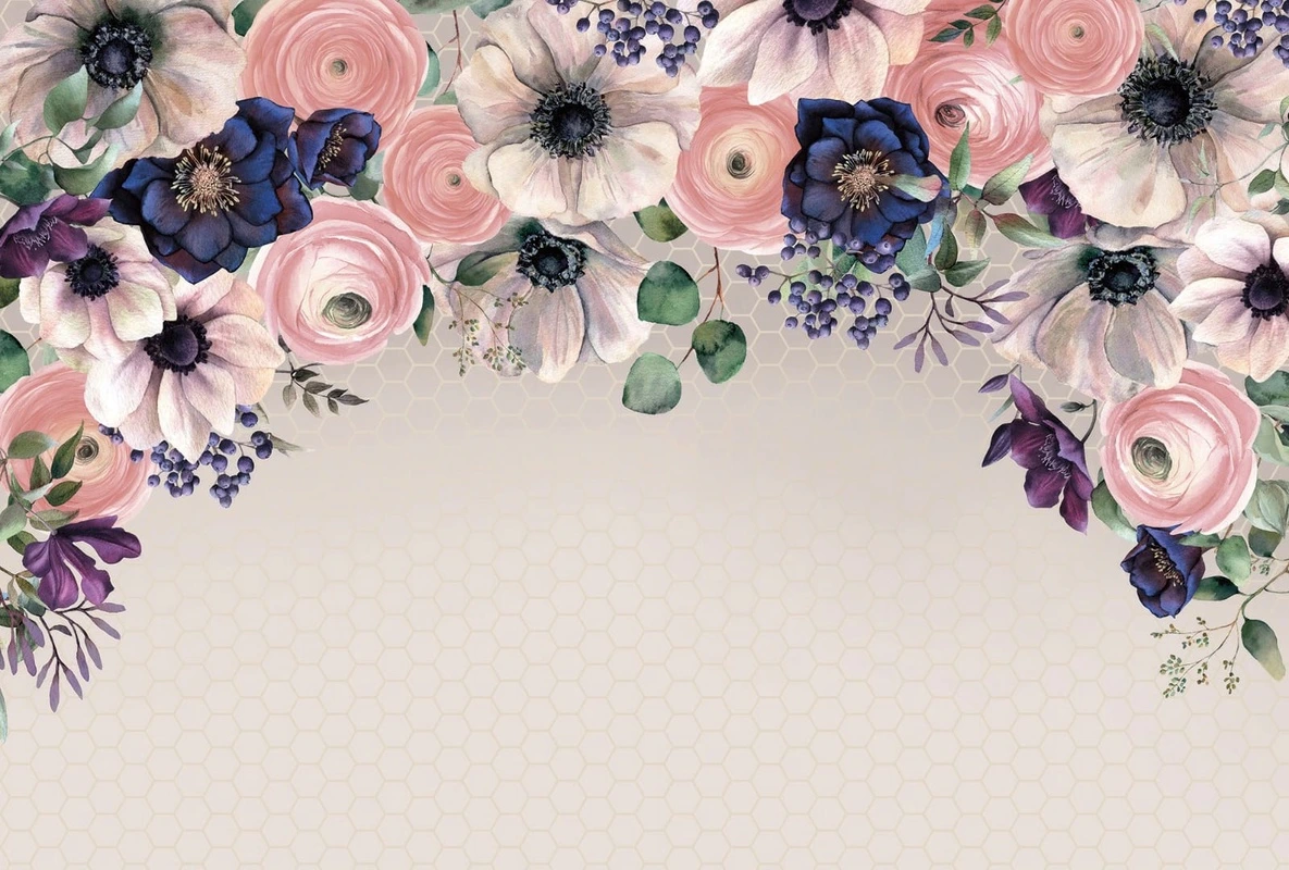 Фотообои на стену - цветы, на бежевом фоне