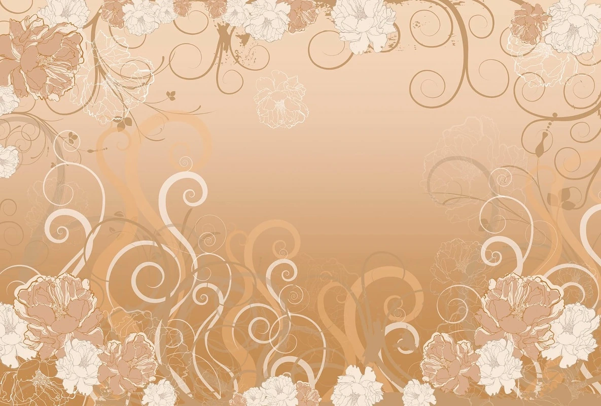 Фотообои на стену - цветы, на бежевом фоне, узоры