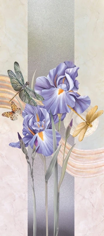 Фотообои на стену - цветы, ирисы, картины, живопись, голубая, сиреневая