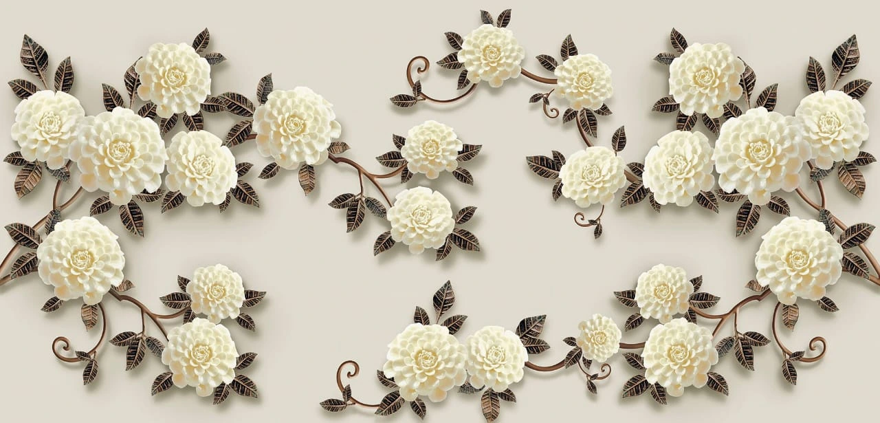 Фотообои на стену - цветы, белые