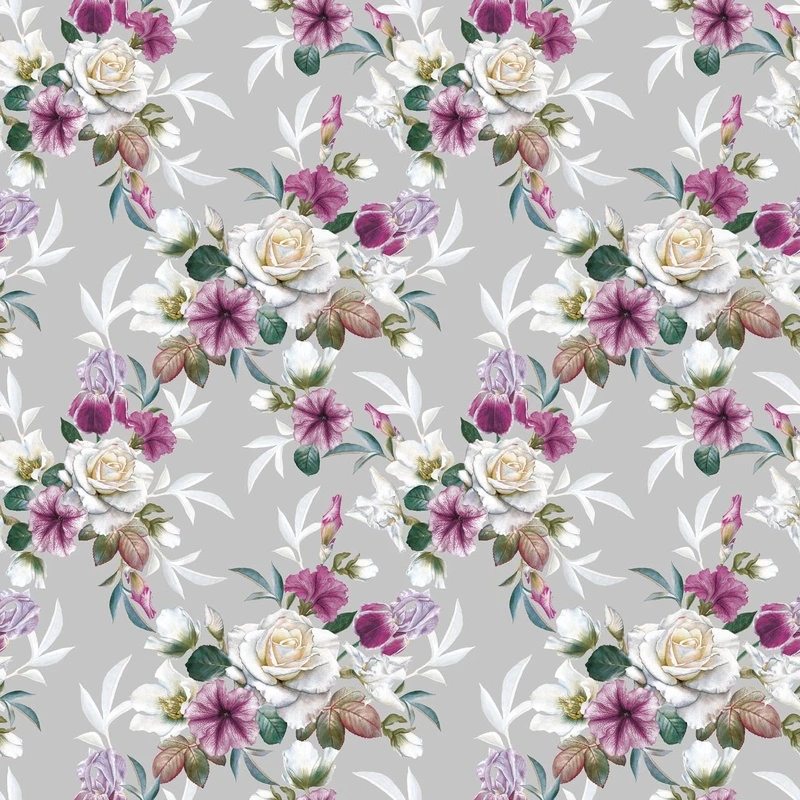 Фотообои на стену - цветы, на сером фоне