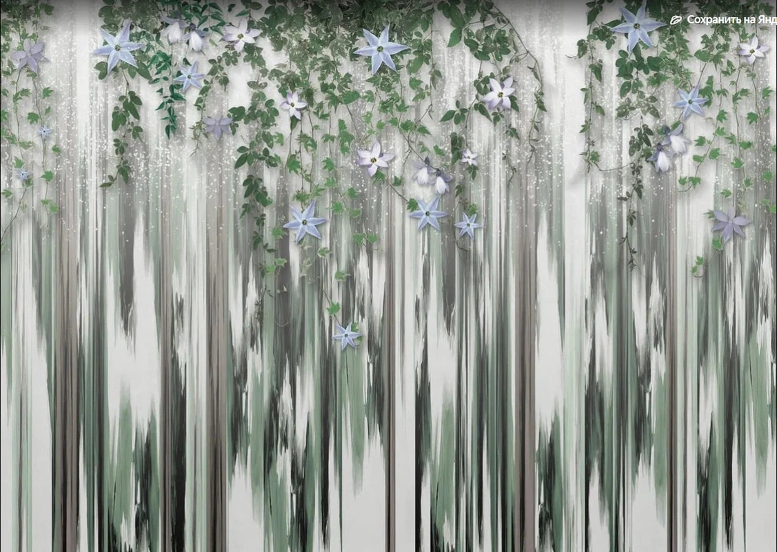 Фотообои на стену - цветы, листья, вьюн, зеленая