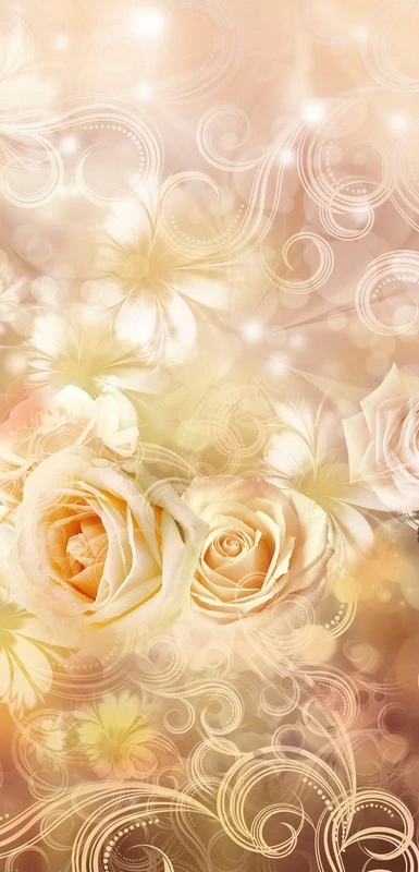 Фотообои на стену - цветы, розы, цвет чайной розы, узоры