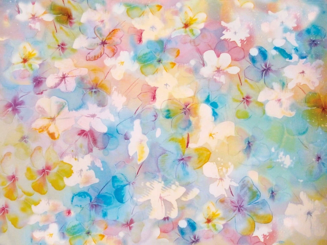 Фотообои на стену - цветы, акварель, голубая, желтая