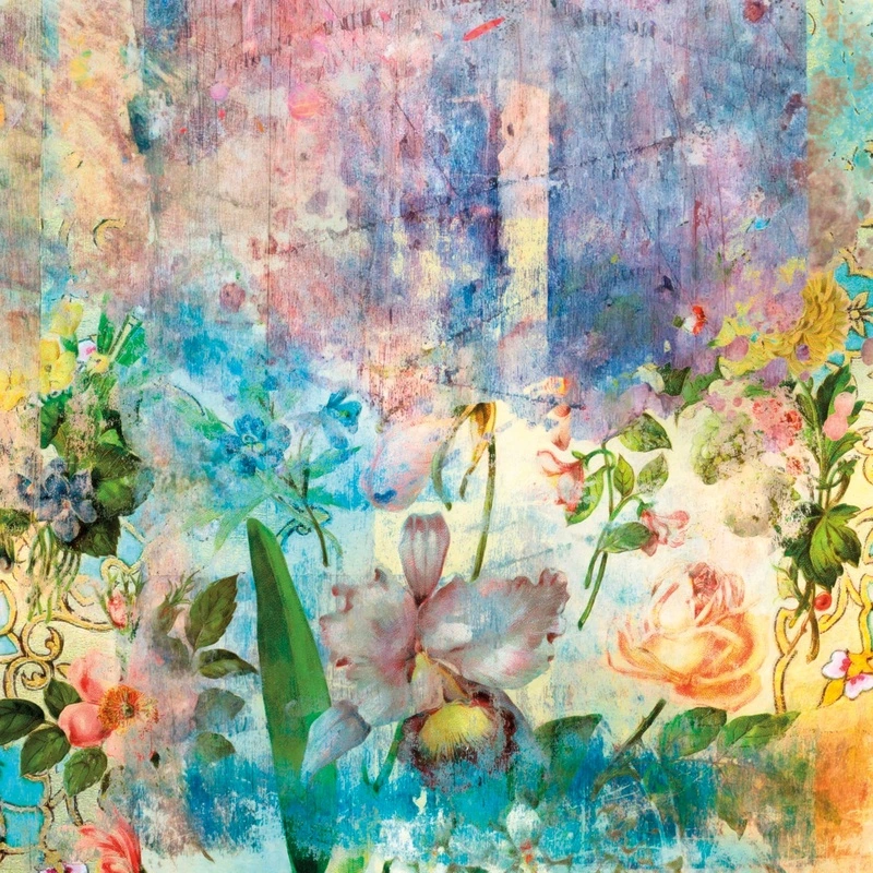 Фотообои на стену - цветы, абстракция, голубая, акварель