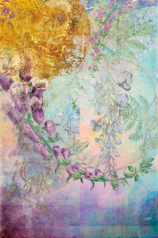 Фотообои на стену - цветы, абстракция, сиреневая, голубая