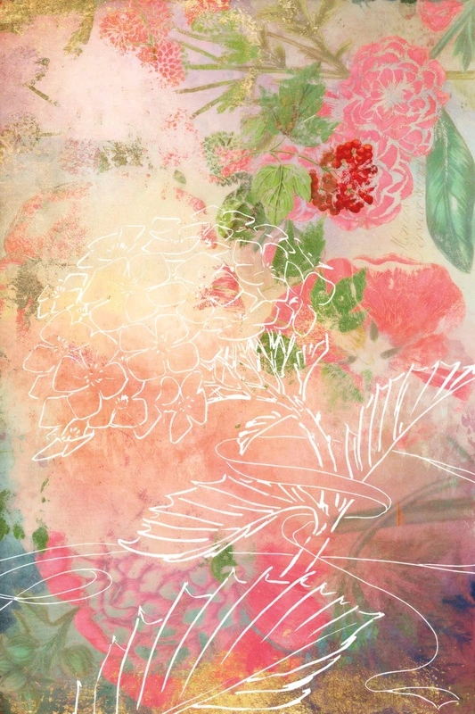 Фотообои на стену - цветы, абстракция, графика, розовая