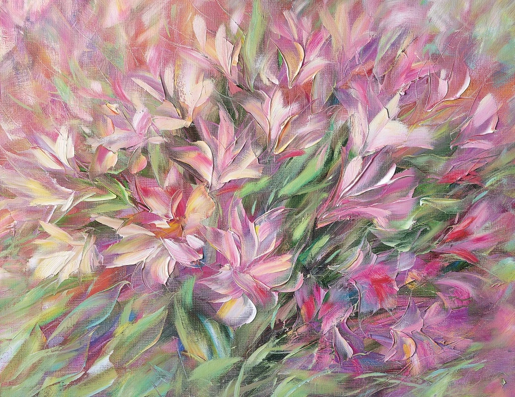 Фотообои на стену - цветы, абстракция, живопись, картины, розовая, сиреневая