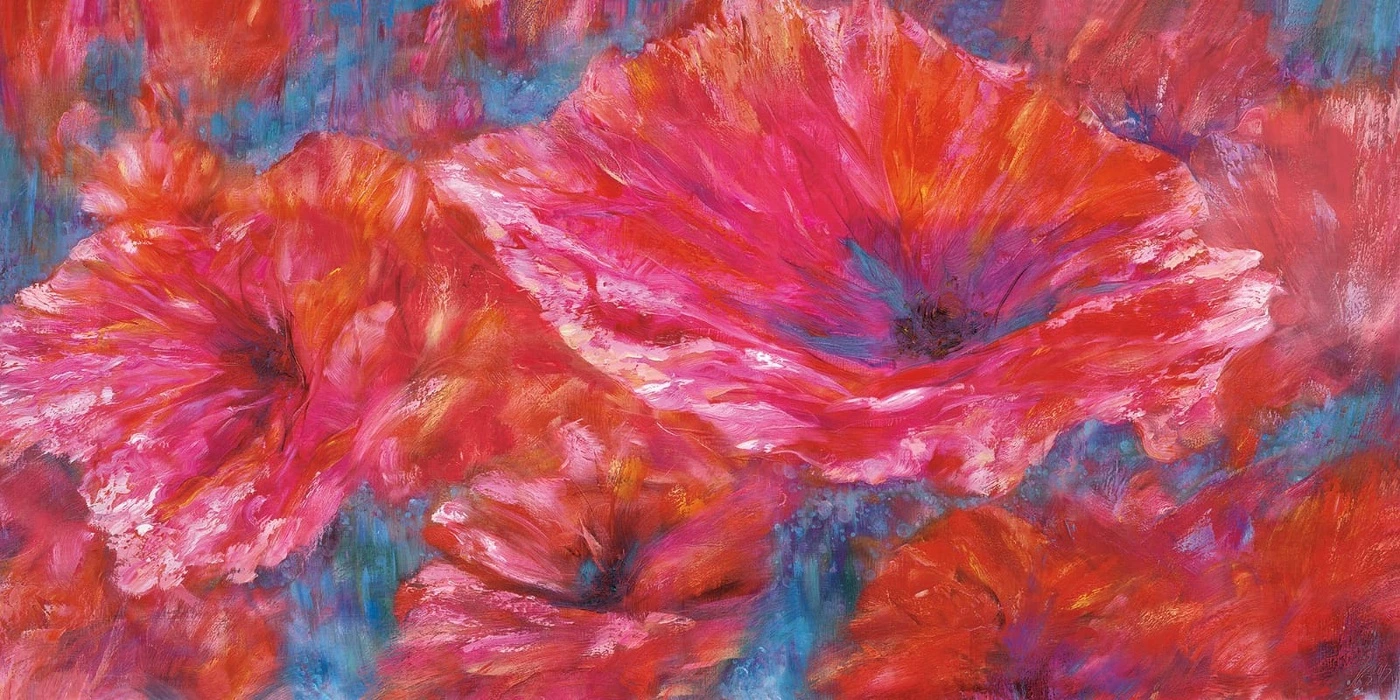 Фотообои на стену - цветы, маки, яркие, цвета фуксия, живопись, картины