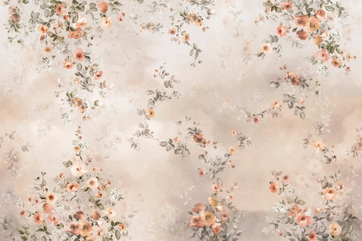 Фотообои на стену - цветы, пионы, бежевые, бежево-розовая