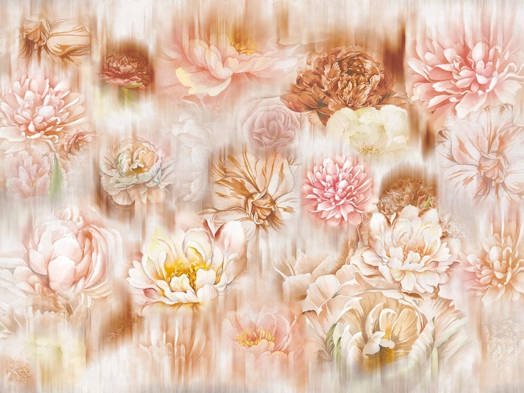 Фотообои на стену - цветы, пионы, бежевые, лофт, в стиле прованс, персиковая