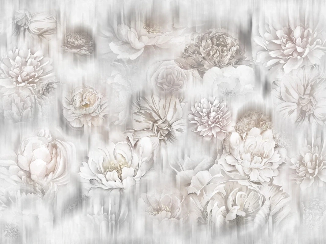 Фотообои на стену - цветы, пионы, серая, лофт, в стиле прованс, шебби-шик