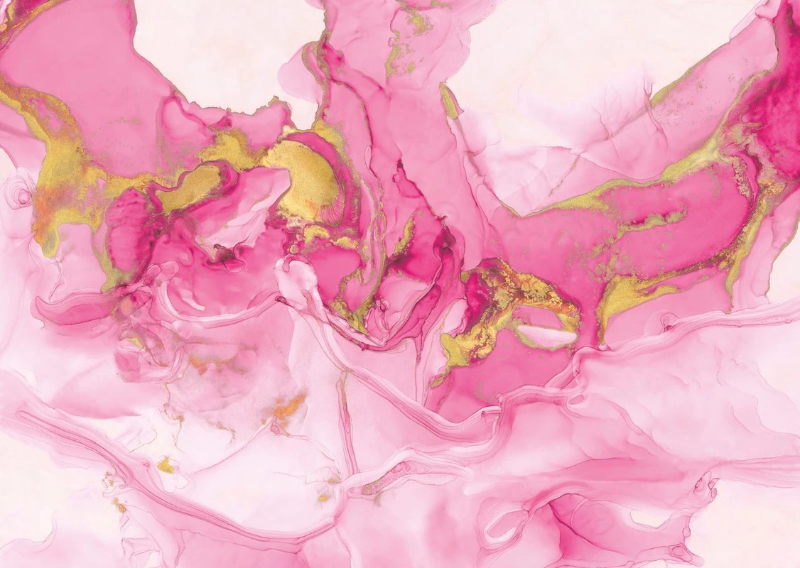 Фотообои на стену - флюиды, бело-розовая, розовая, с золотом, цвета фуксия