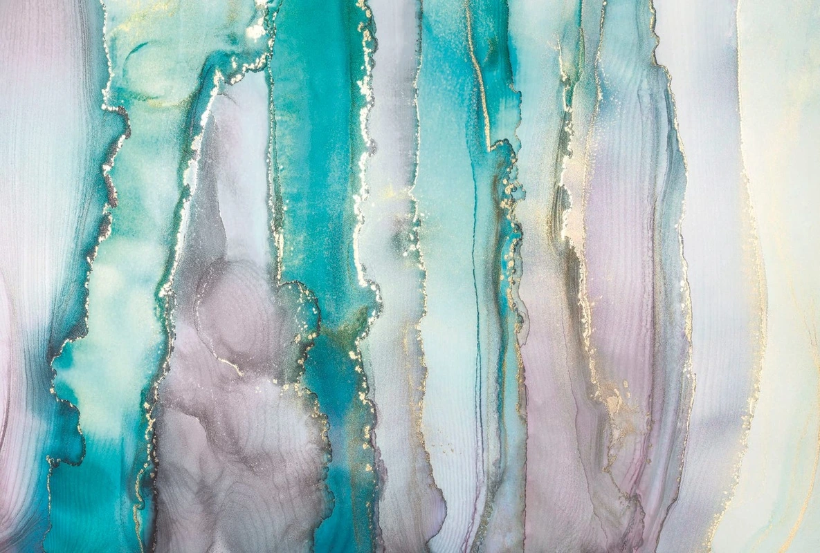 Фотообои на стену - флюиды, сиренево-бирюзовая, с золотом