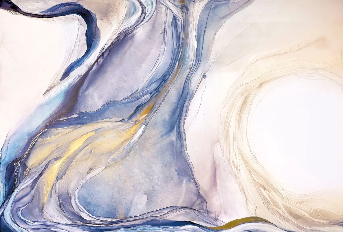 Фотообои на стену - флюиды, сине-бежевая, с желтым