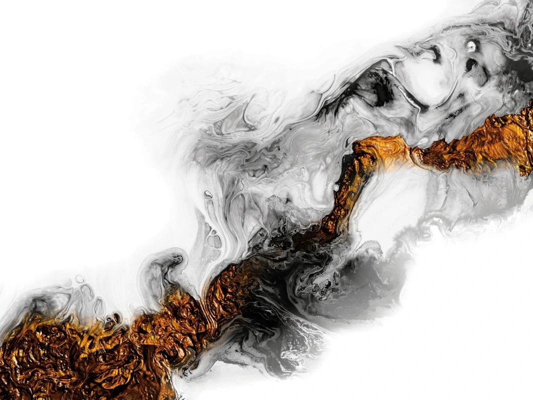 Фотообои на стену - флюиды, на белом фоне, серая, медная