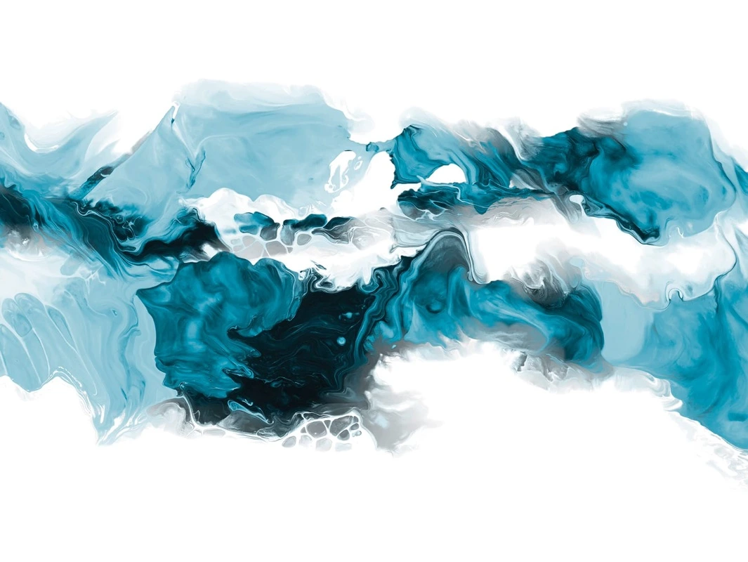 Фотообои на стену - флюиды, на белом фоне, бело-синий, бело-голубая