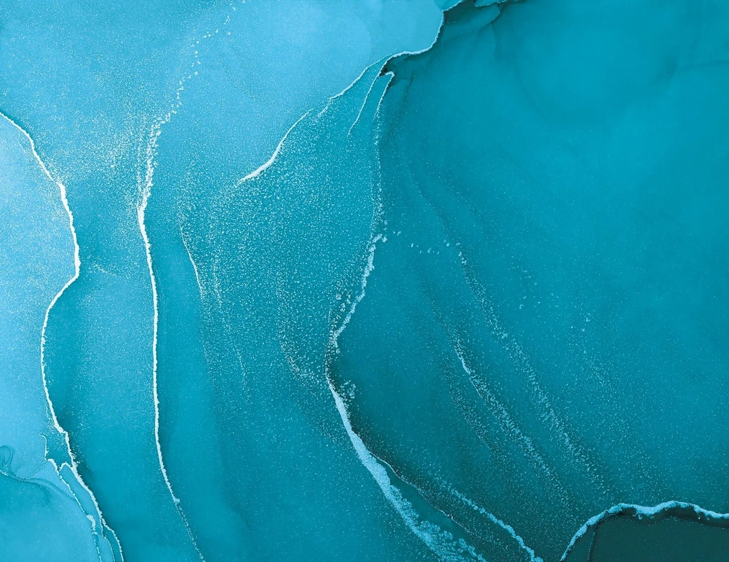 Фотообои на стену - флюиды, сине-голубая, бирюзовая, яркие, с серебром, серебряные линии